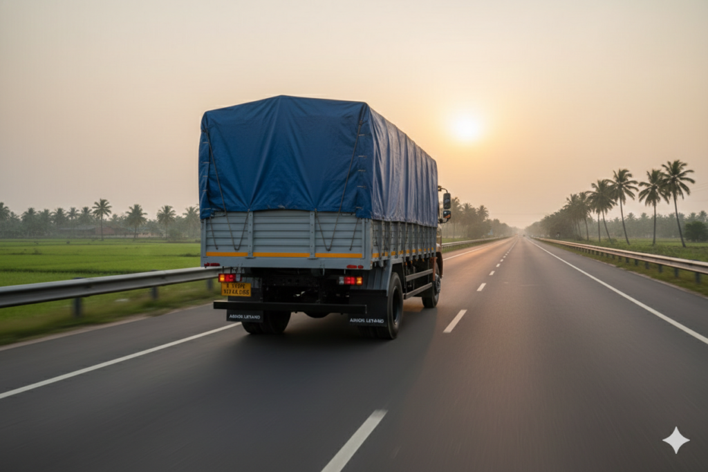 back side image of ashokleyland 1215 truck