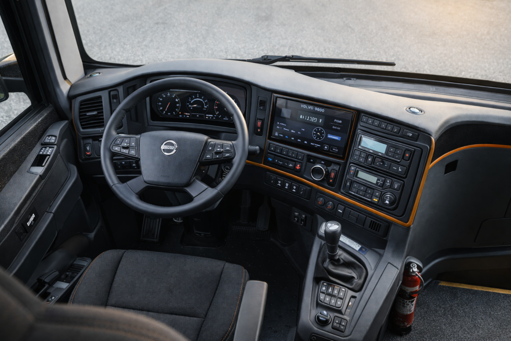 driver's area of volvo 9600 bus