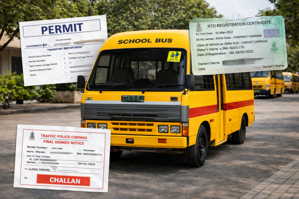 rto,permit,challan images of sml 16 seater school bus