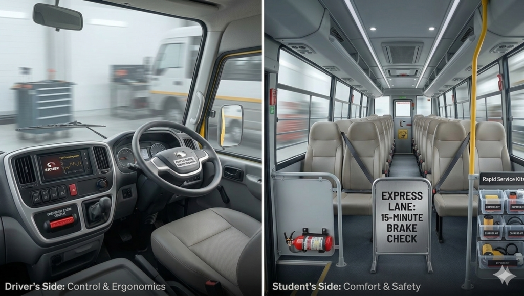 comfort and safety image of eicher school bus