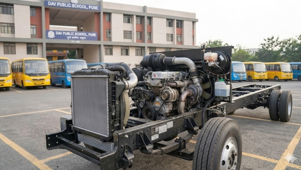 engine image of eicher 32 seater school school bus