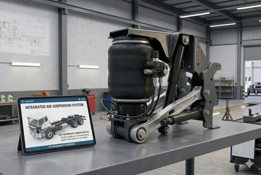 air suspension image of eicher prio 6048 tipper