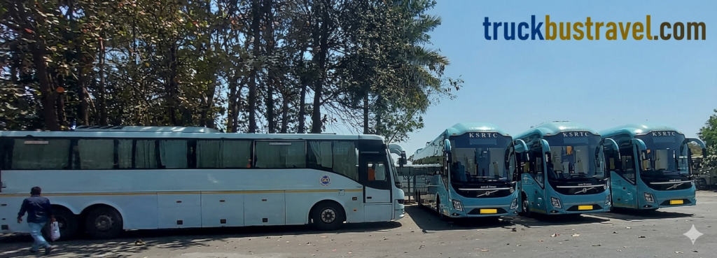 Volvo buses in Indian plot