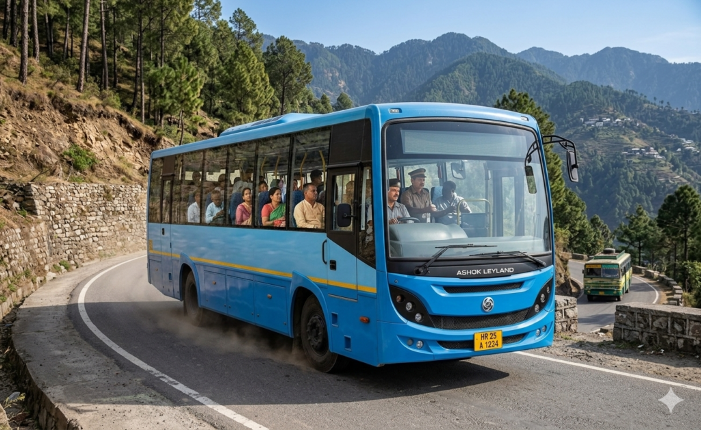 bus image on hills