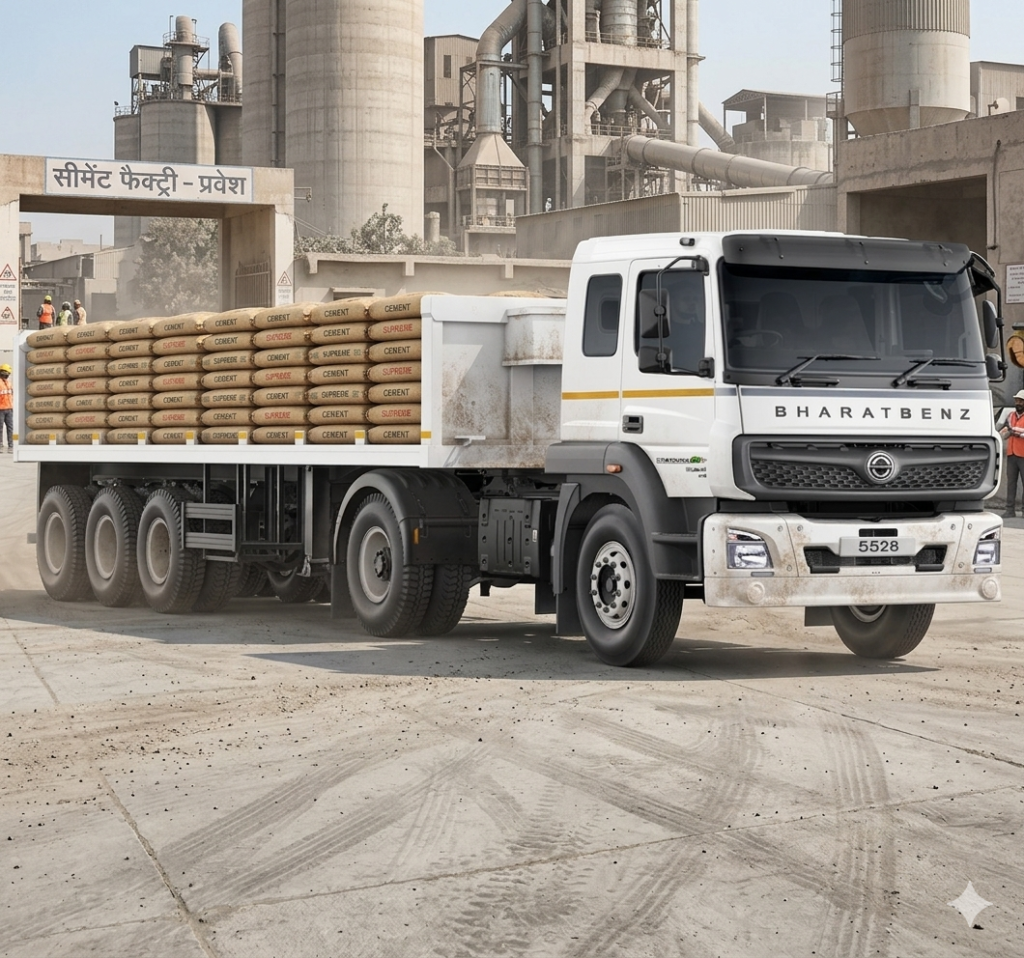 BharatBenz 600 ft truck with load