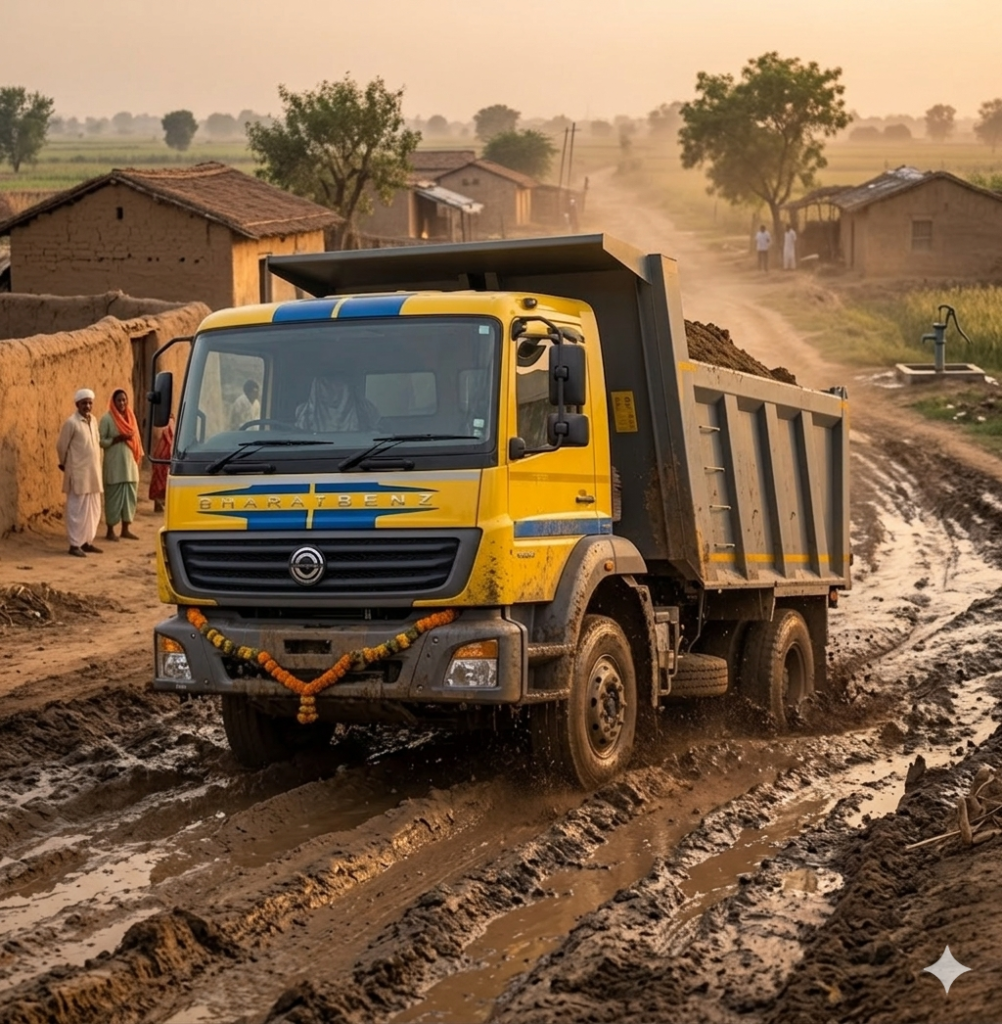 BharatBenz 1623c run in muddy way