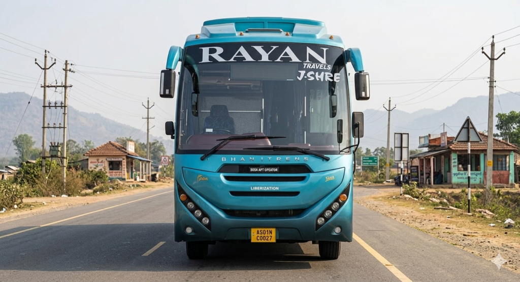 BharatBenz Front bus image on road
