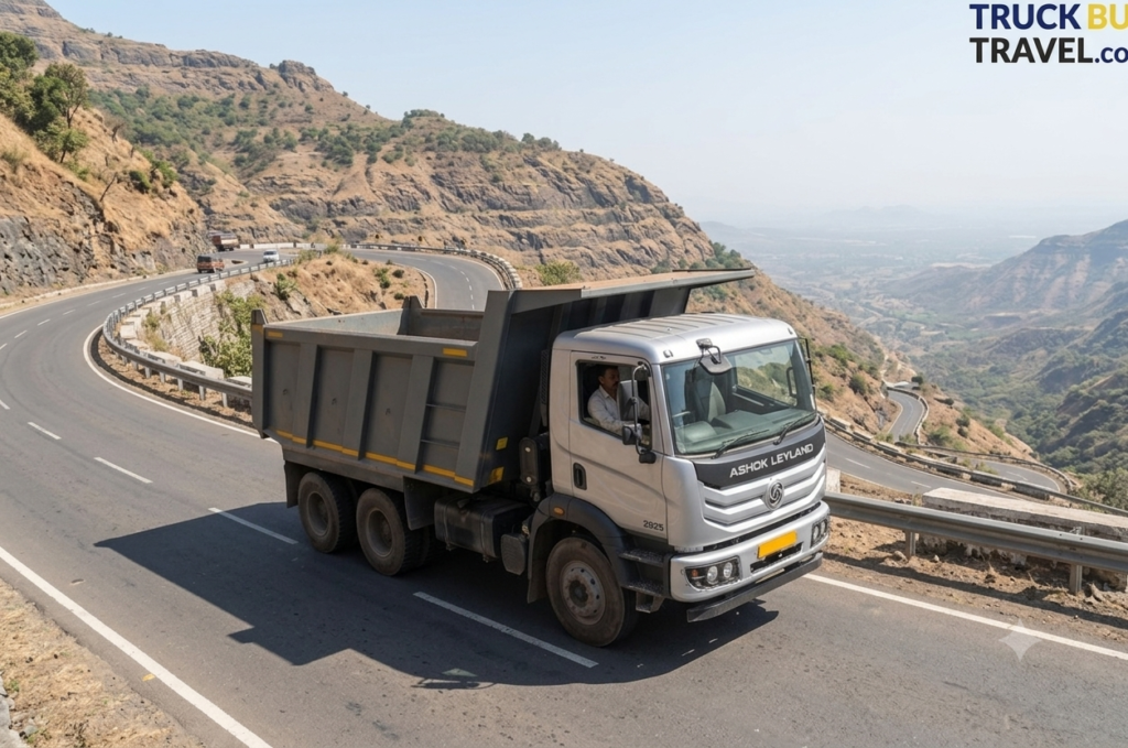 Ashokleyland in hilly area