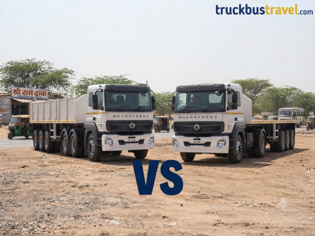BharatBenz 5532T 4x2 VS 6x4: Janiye In Dono Bhari Ghodo Ka Asli Sach Aur Mileage Farq! Bharatbenz 5532 comparison